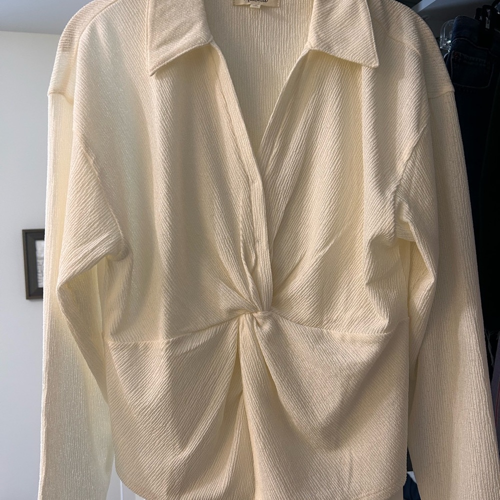 Madewell Cream Twist Front Blouse